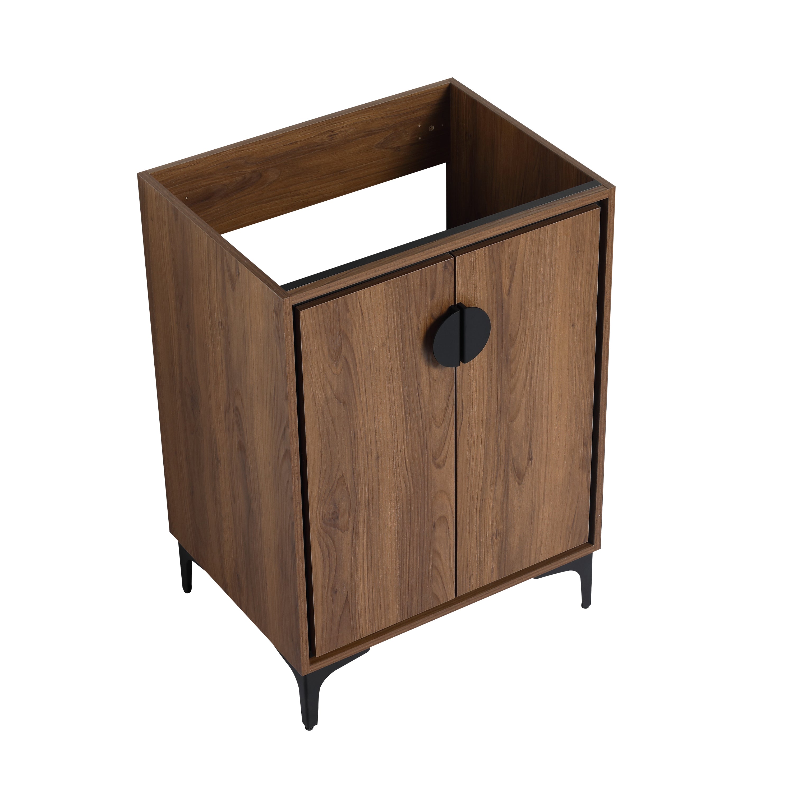 Modern Brown Bathroom Vanity Storage Cabinet with Soft Closing Doors and Engineered Wood Construction, 24''