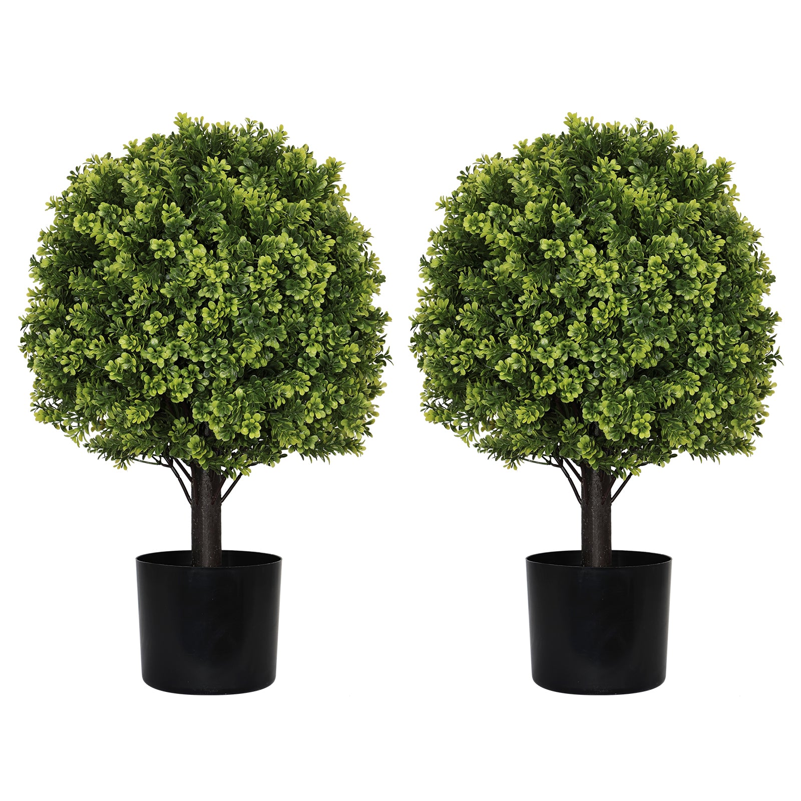 22in Artificial Topiary Boxwood Ball Trees for Outdoor Front Porch, Patio, Balcony or Home Decoration, UV Resistant Faux Shrubs, 2pcs/set