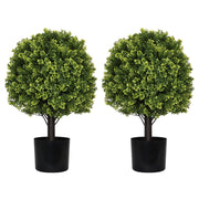 22in Artificial Topiary Boxwood Ball Trees for Outdoor Front Porch, Patio, Balcony or Home Decoration, UV Resistant Faux Shrubs, 2pcs/set