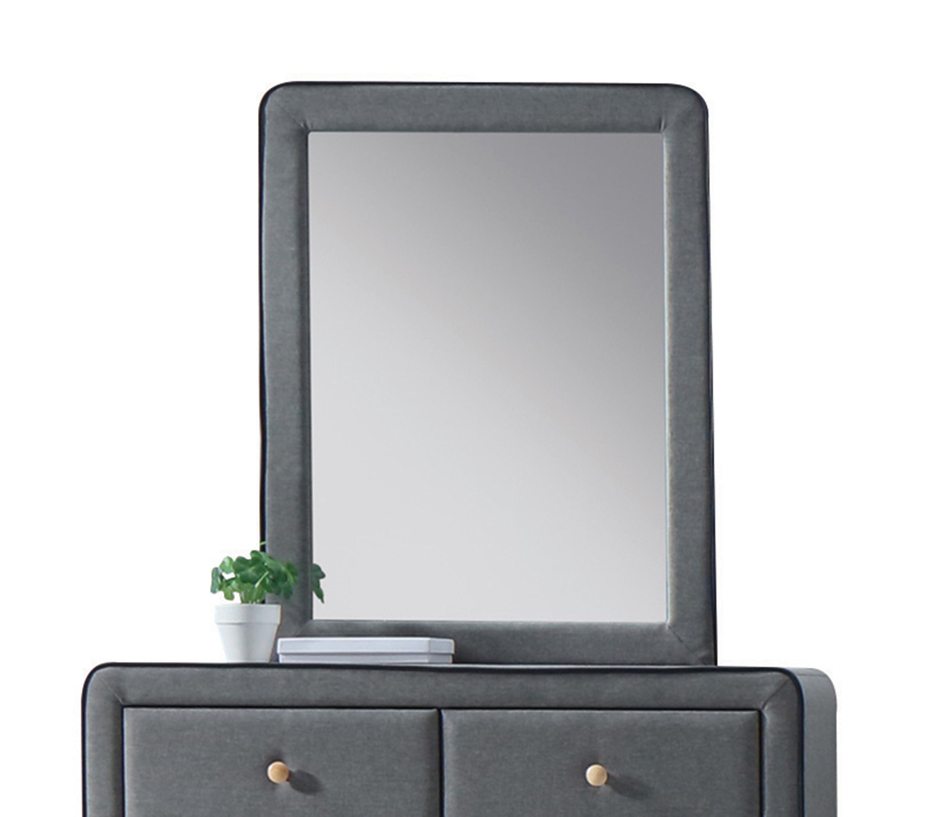 Valda Light Gray Fabric Mirror