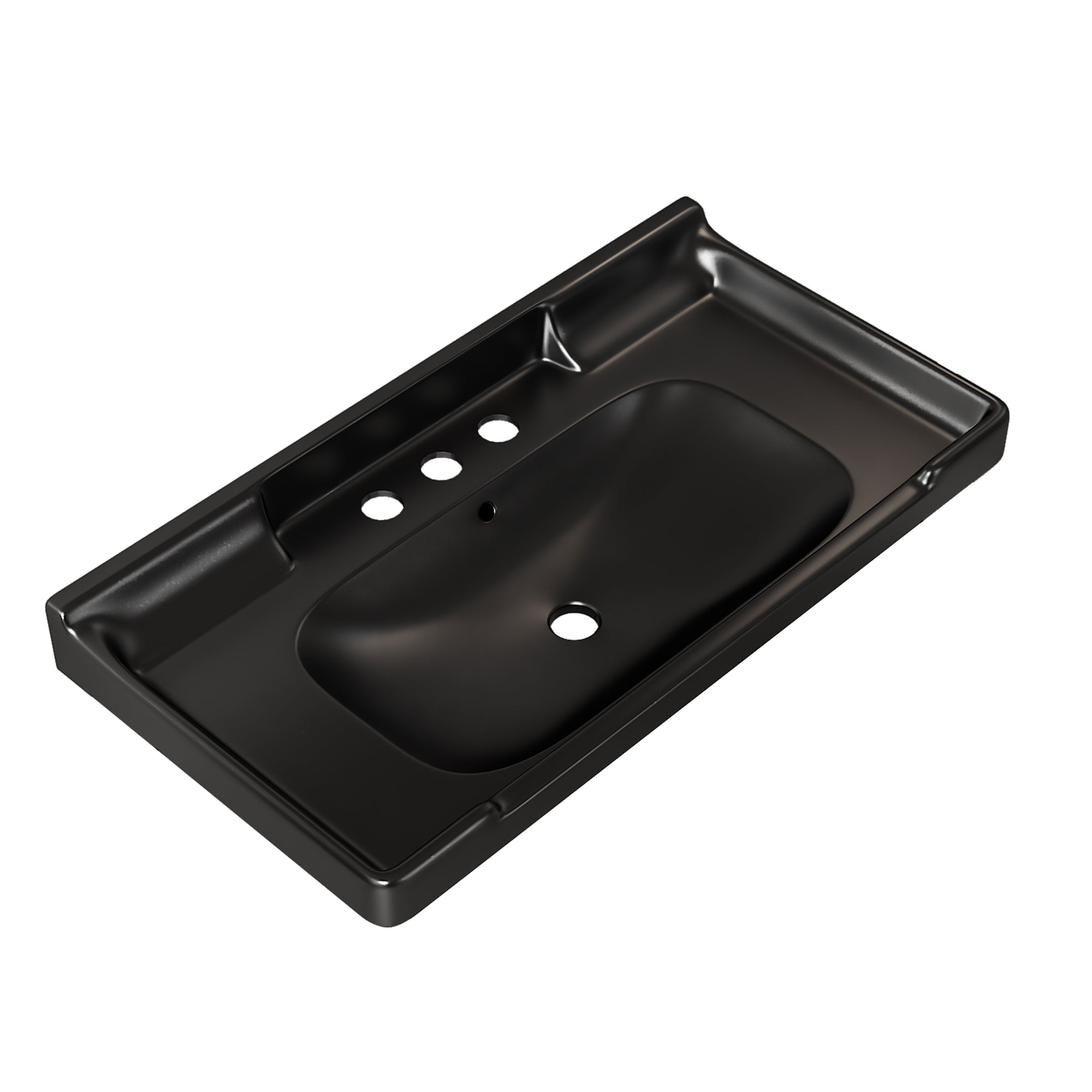 VICI 36' Bathroom Ceramic Basin with 3 pre-drilled hole, NO Cabinet and Faucet, Black