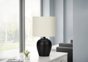 Lighting, 17'h, Table Lamp, Black Ceramic, Ivory / Cream Shade, Transitional