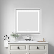 30 x 30 Inch LED Bathroom Mirror with Front and Backlight, Wall Mounted Vanity Mirror with Aluminum Frame, Anti-Fog, Memory, 3 Colors, Stepless Dimmable