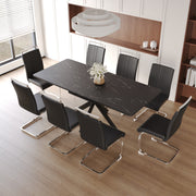 62.4' extendable 78.15' dining Table Set for 6-8 Person for Dining Room,C-shaped Tube Soft padded armless dining chair and Very large Dining Room Table Kitchen Table Chair Set with metal Legs