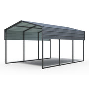 Heavy-Duty Outdoor Metal Carport with Galvanized Steel Roof and Frame, Charcoal, 10 x 15 FT