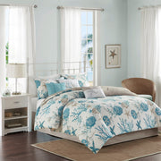 7 Piece Cotton Sateen Comforter Set Aqua Cal King