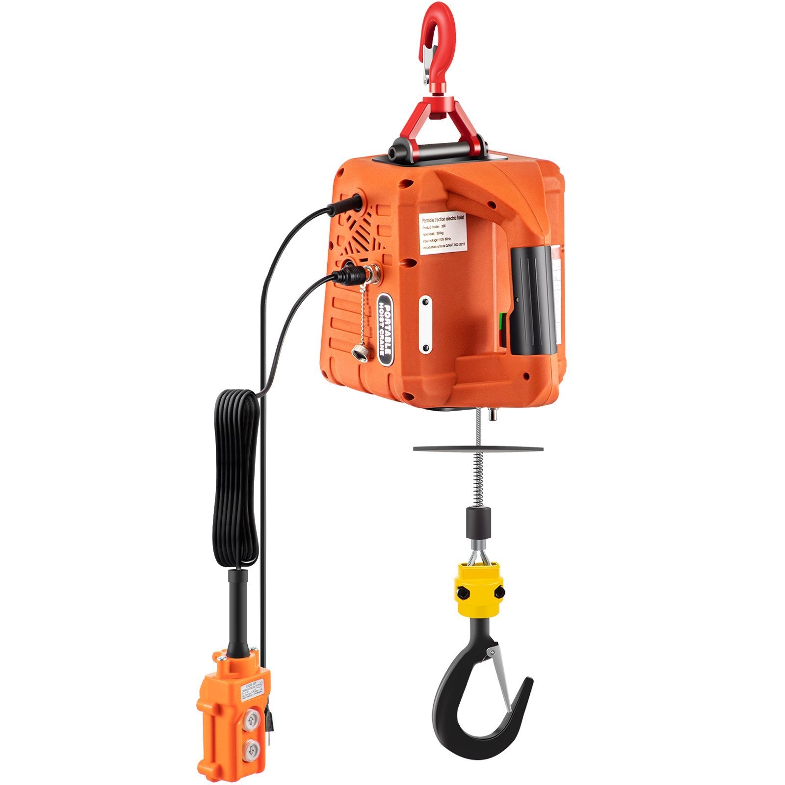 3-in-1 Electric Hoist Winch, 1100lbs Portable Electric Winch, 1500W 110V Power Winch Crane, 25ft Lifting Height, w/Wire and Wireless Remote Control, Overload Protection for Lifting Towing