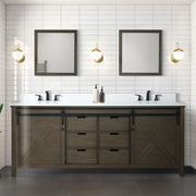 Rustic Brown Double Bath Vanity 84 in. W x 22 in. D, Cultured Marble Countertop and Faucet Set