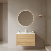 BRON 30' Bathroom Vanity with Sink, Wall-Mounted Floating Plywood Bathroom Storage Cabinet with Drawers, White Ceramic Basin, Pre-assembled, Corolla Oak Woodgrain Color