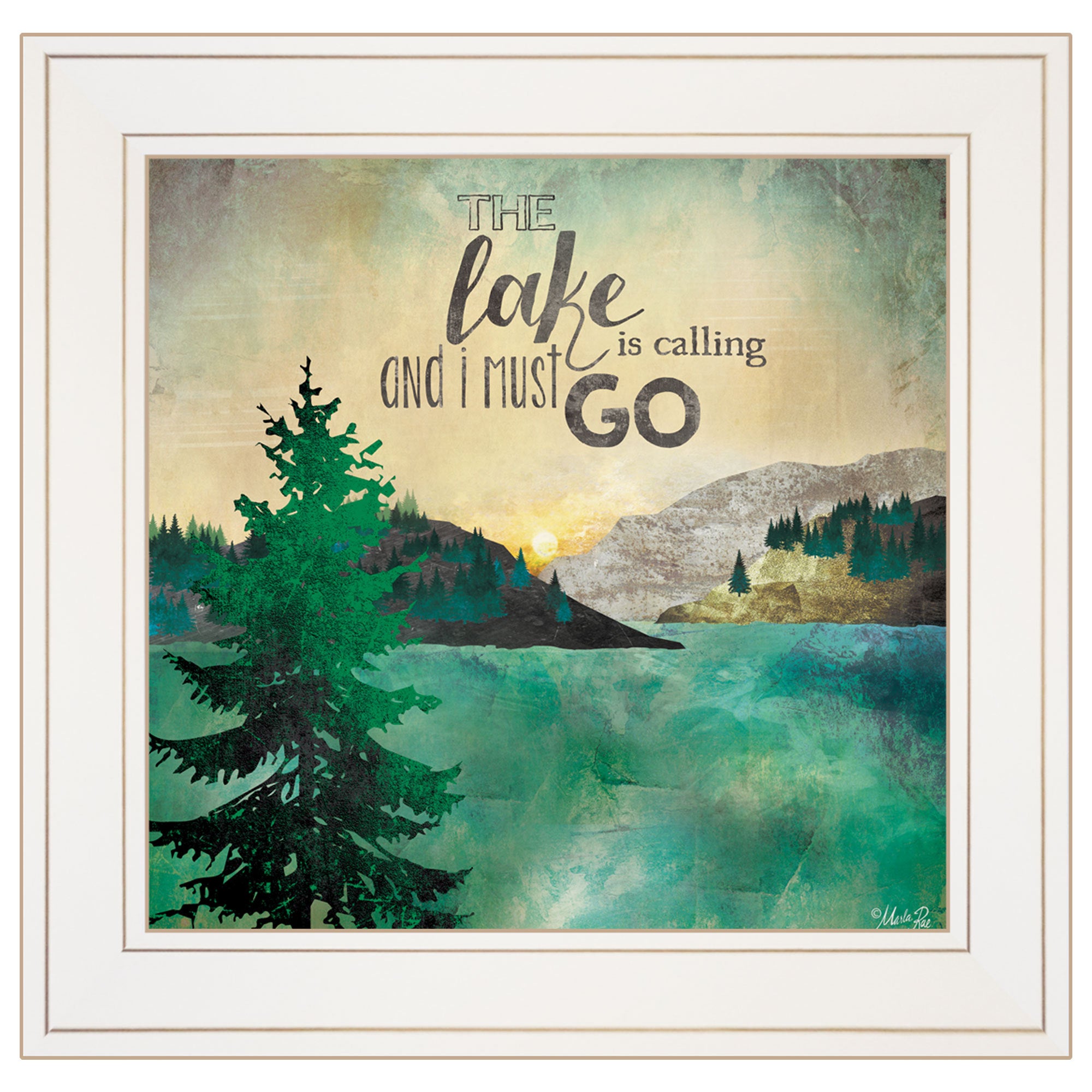 'The Lake is Calling' by Marla Rae, Ready to Hang Framed Print, White Frame
