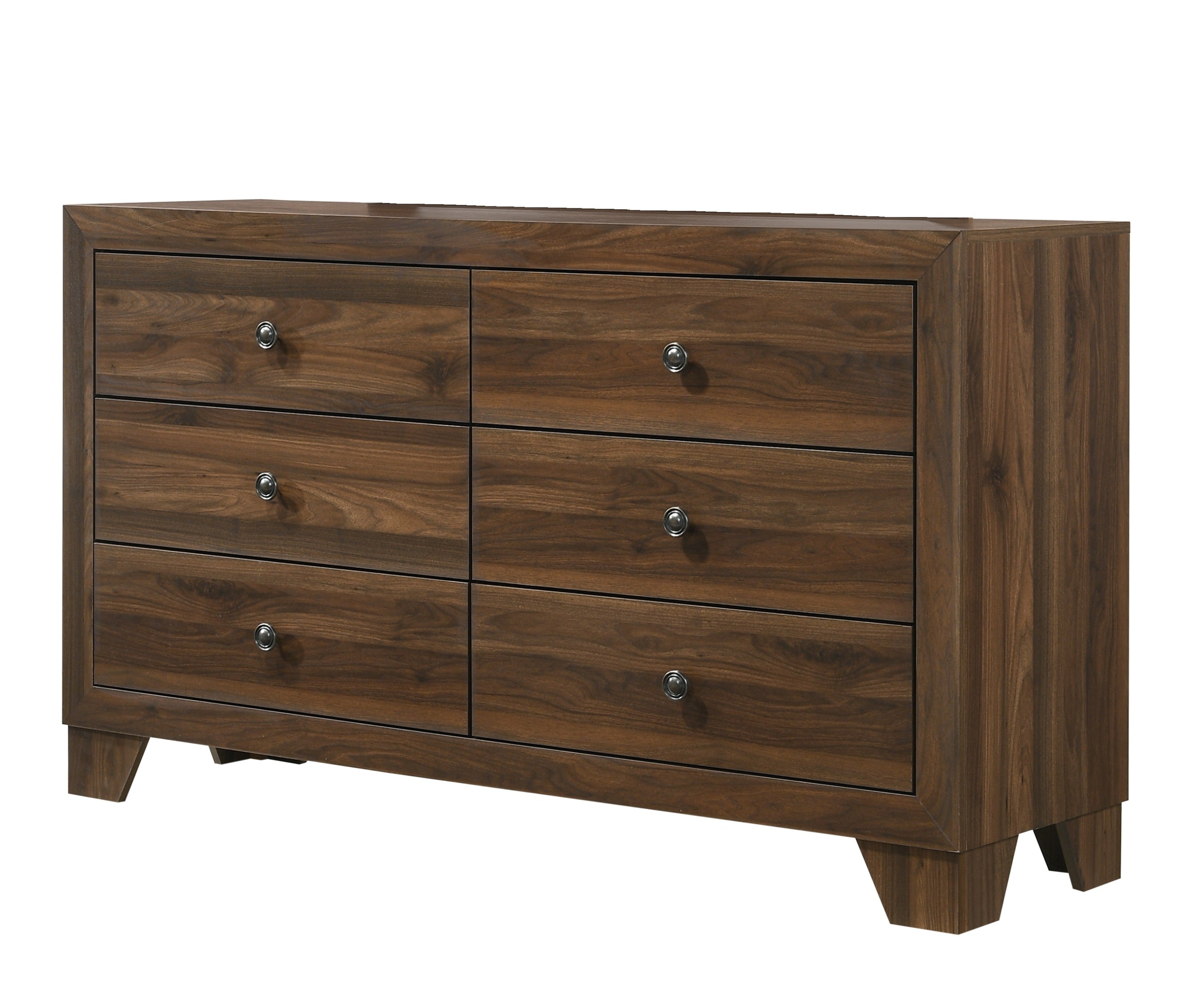 1pc Contemporary 6-Drawer Storage Dresser Metal Hardware Rustic Brown Cherry Rustic Finish Wooden Bedroom Furniture