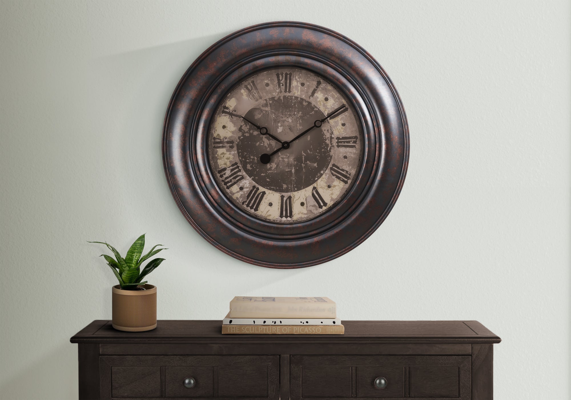 Clocks, 30' Round, Large Oversized, Wall Clock, Brown, Transitional