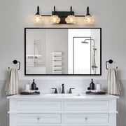 23' Retro 4-Light Bathroom Vanity Light Fixture - Black Finish with Crystal Glass Shades, Wall Mounted Lighting for Bathroom, Powder Room, and Vanity Mirror (No Bulbs)