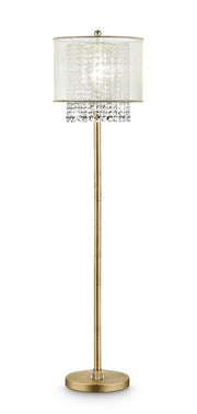 65' Tall Floor Lamp 'Bhavya' w/ Gold finish and Crystal Accents, White Shade