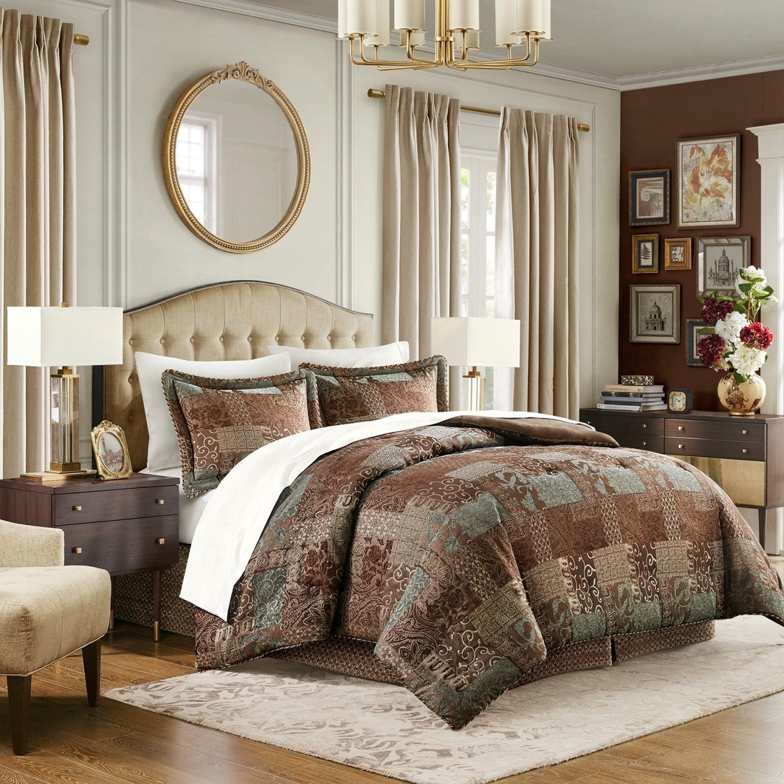 4 Piece Brown Comforter Set Brown Cal King