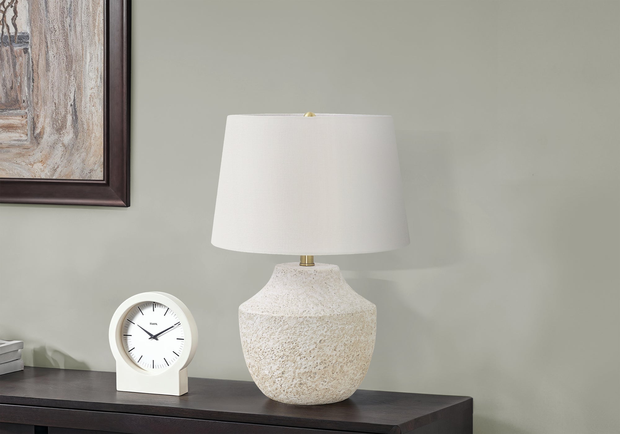 Lighting, 20'h, Table Lamp, Cream Concrete, Ivory / Cream Shade, Modern