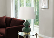 Lighting, 24'h, Green Glass, Ivory / Cream Shade, Contemporary