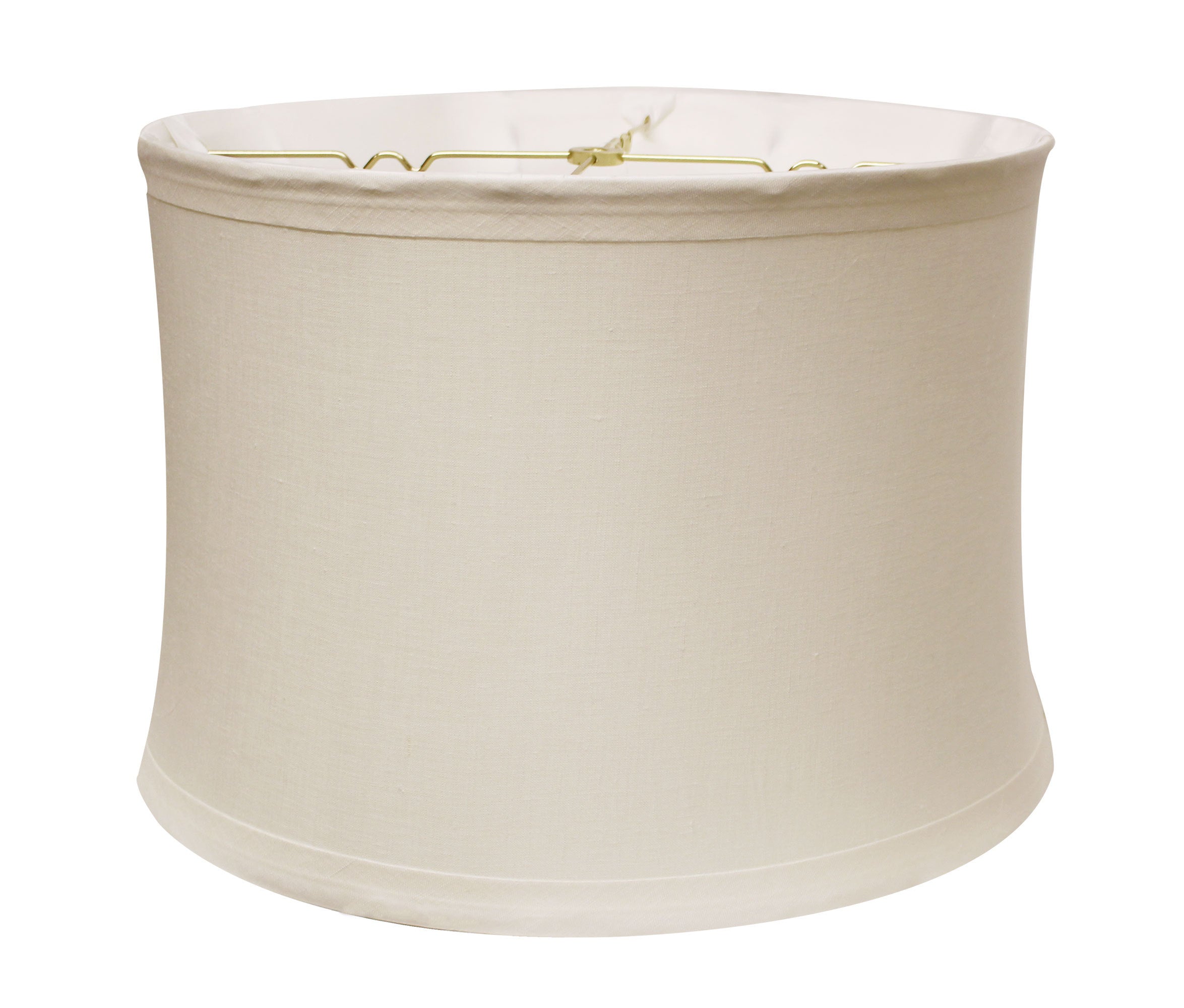 Drum No Hug with 1' Trim Softback Lampshade with Washer Fitter, Snow Color Fabric Lampshade for Table Lamps, Natural Linen, 16' Top x 17' Bottom x 12' Height