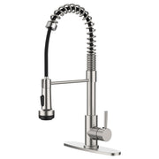 Kitchen Faucet with Pull Down Sprayer and 4 Spraying Modes Single Handle Commercial Spring Kitchen Sink Faucet Brushed Nickel 1 or 3 Hole