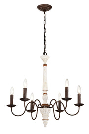 Retro white and Rust Color Chandelier With Light Fixture 6 Light (E12 NO include Bulb)  Pendant Light Fixtures for Dining Room, Lobby, Kitchen, Bedroom, Living Room, Conference Room, Home Office