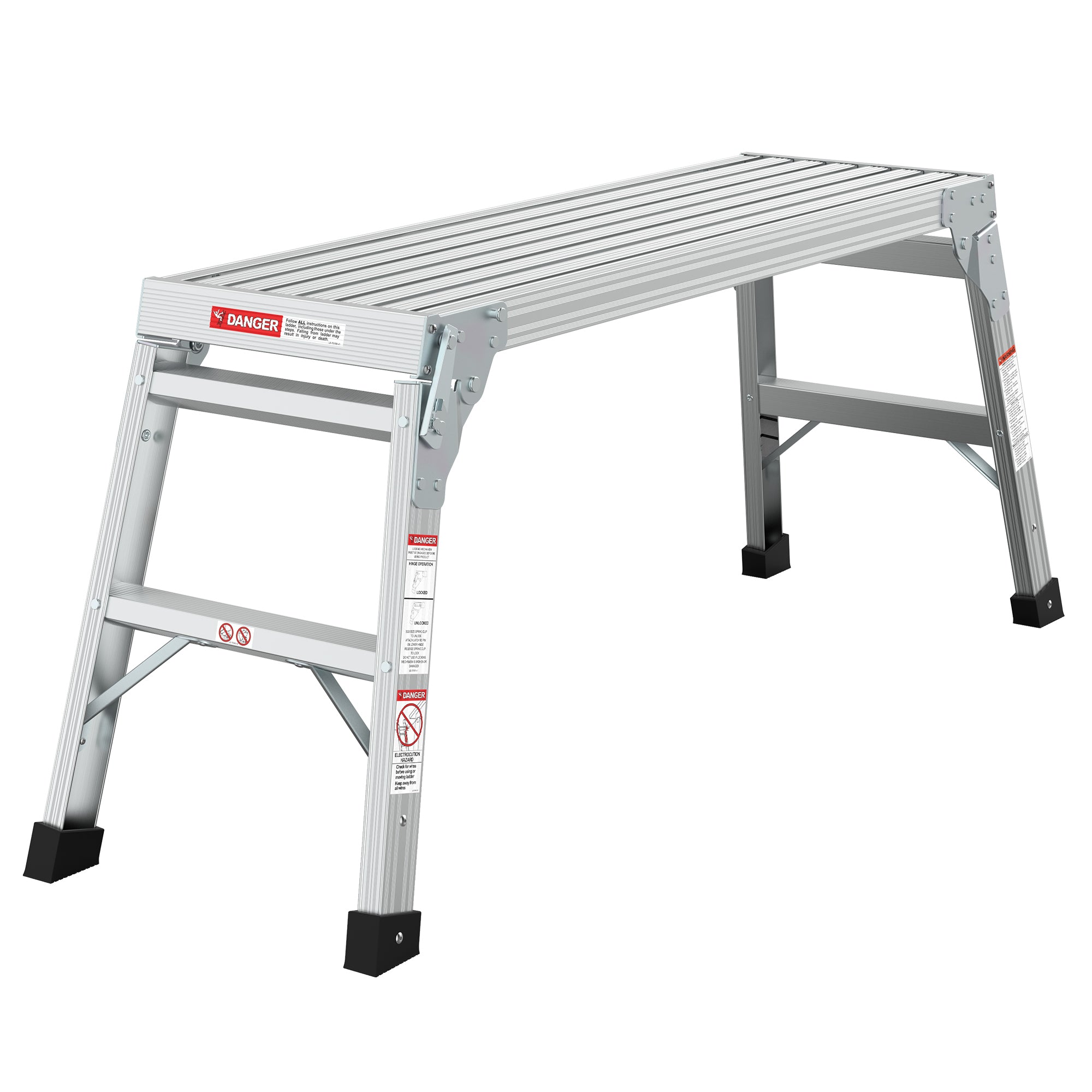 Portable Aluminum Folding Work Platform Bench Ladder ANSI 225 LBS Capacity 40' Grey