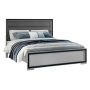 Adelaide Grey Black 5 Piece Queen Bedroom Set with Upholstered Headboard and LED Lighting