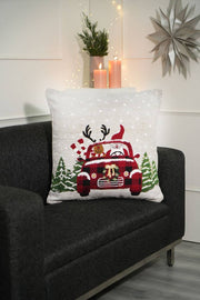 Merry Claus Caravan Jacquard Machine Woven Throw Pillow-24X24'