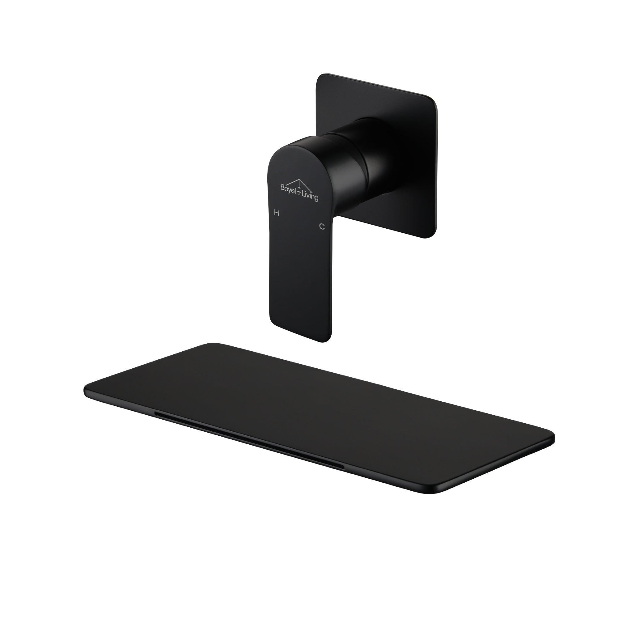 Matte Black Waterfall Bathroom Sink Faucet 1- Handle Wall Mount Lavatory Faucet Mixer Tap Solid Brass