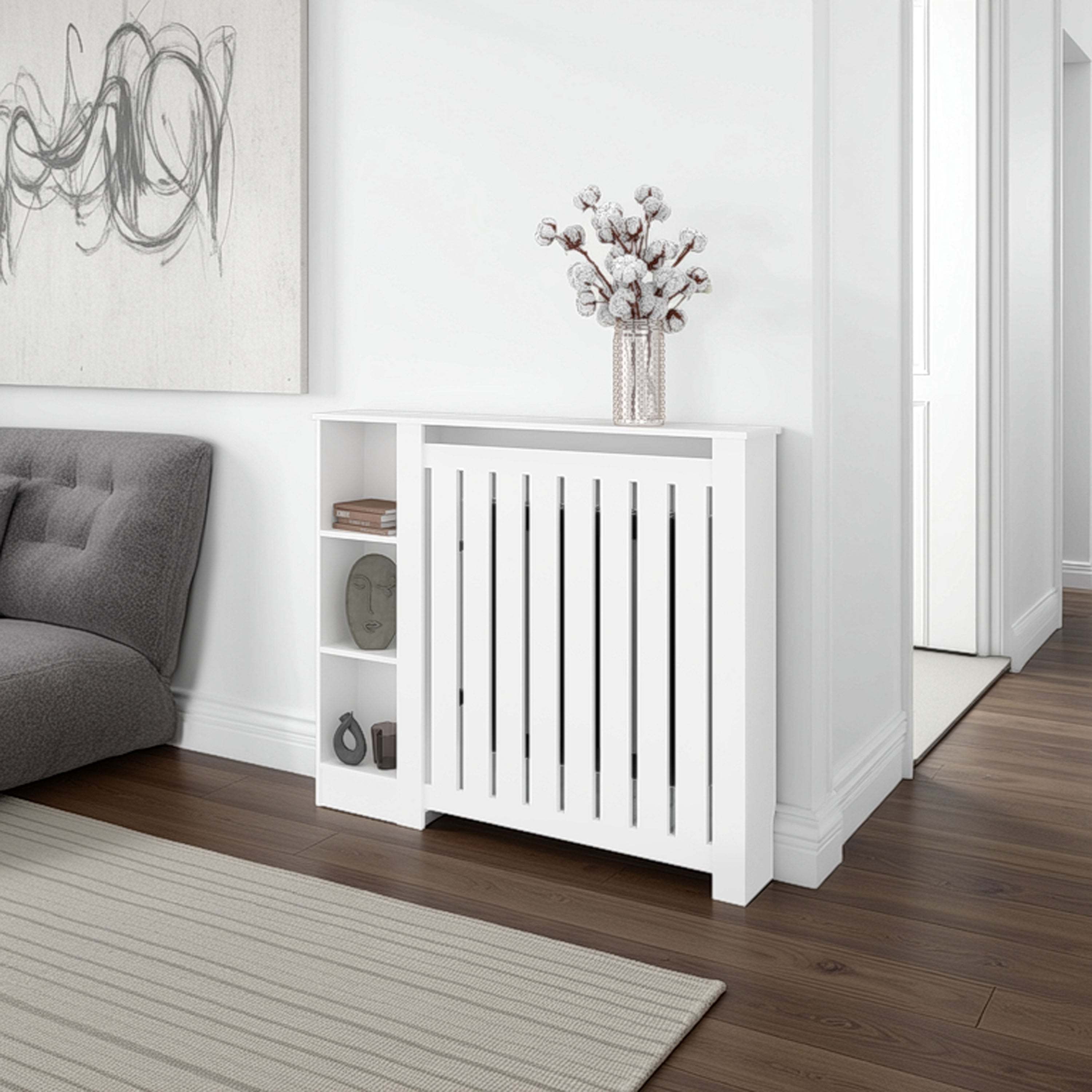 White Radiator Cover with Storage