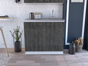 Brookeline Rectangle 2-Door Utility Sink and Cabinet White and Smokey Oak