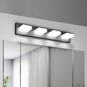 LED Modern Bathroom Vanity Light Fixtures (4-Light, 25-Inch), Matte Black Modern Acrylic Bathroom Wall Lighting Fixtures Over Mirror (Cool White 6000K)