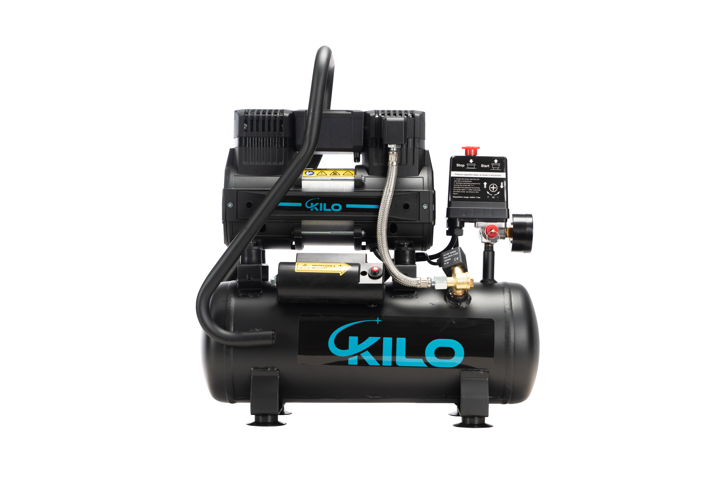 2 Gallon Oil Free Air Compressor, 1.0HP,  Max.100 PSI Pressure, 65dB Ultra Quiet Compressor for Auto Repair, Tire Inflation, Spray Painting, Woodwork Nailing