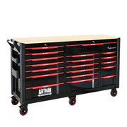 Heavy-Duty Tool Cart with 19 Drawers (Tools Not Included), Mobile Storage for Workshop or Laboratory - Black & Red