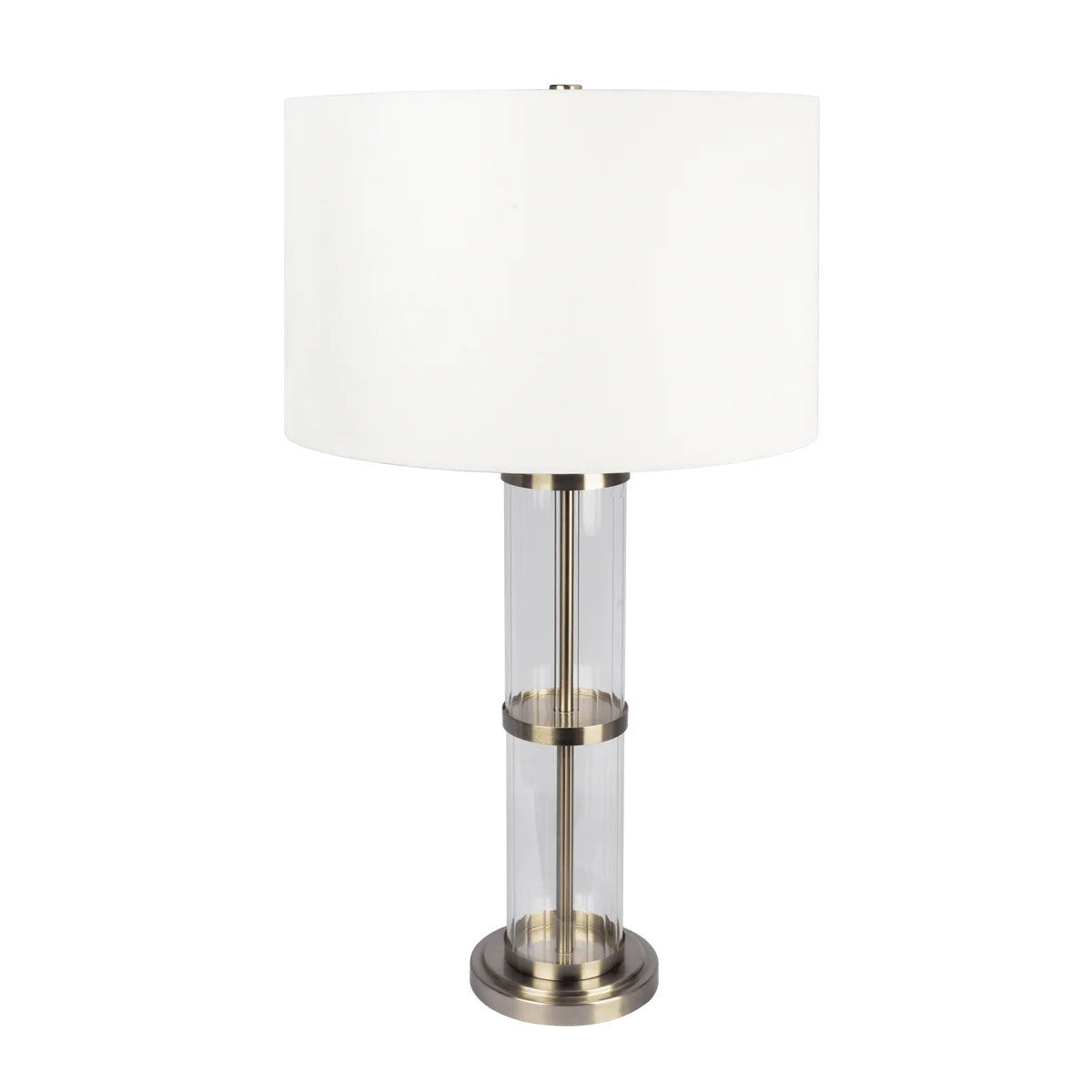 Echo Brushed Nickel Table Lamp with On/Off Switch Clear Glass Body  Metal Base