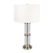 Echo Brushed Nickel Table Lamp with On/Off Switch Clear Glass Body  Metal Base