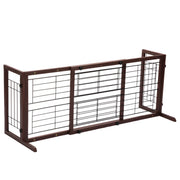 38'-71' Adjustable Wooden Pet Gate for Dogs, Indoor Freestanding Dog Fence for Doorways, Stairs