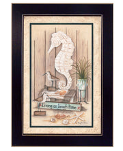 'Living on Beach Time' by Artisan Mary June, Ready to Hang Framed Print, Black Frame