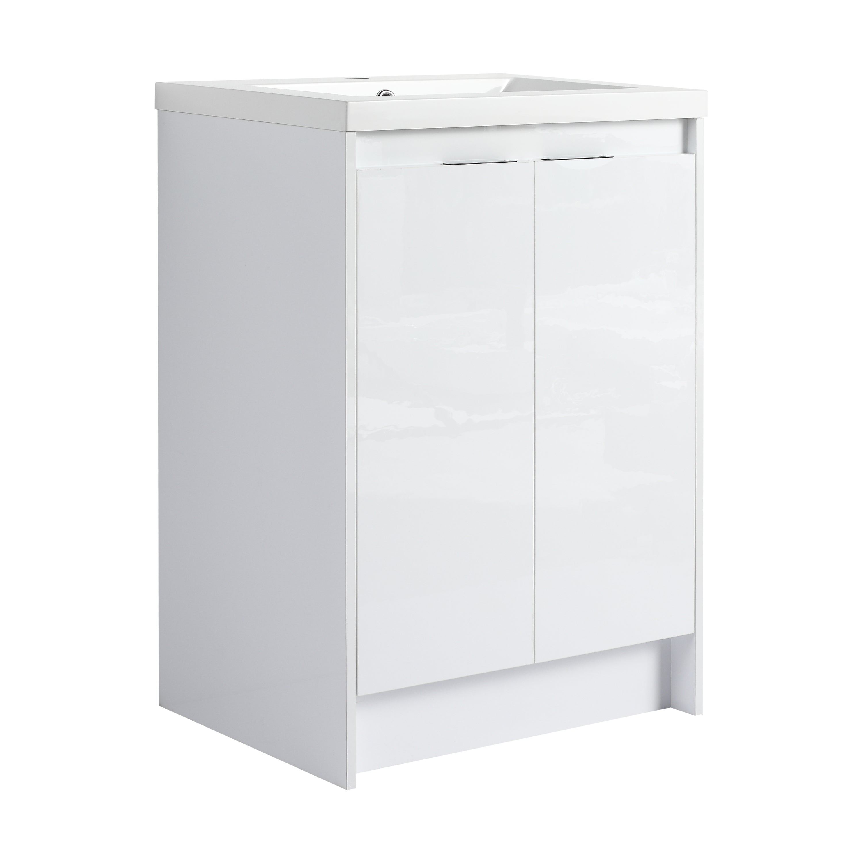 24' Freestanding Bathroom Vanity With Resin Sink; Glossy White ( BVB120D24GWH-GRB2440 )