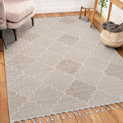LOOM & LUXE Collection 4X6 Cream /Trellis Indoor/Outdoor Area Rug