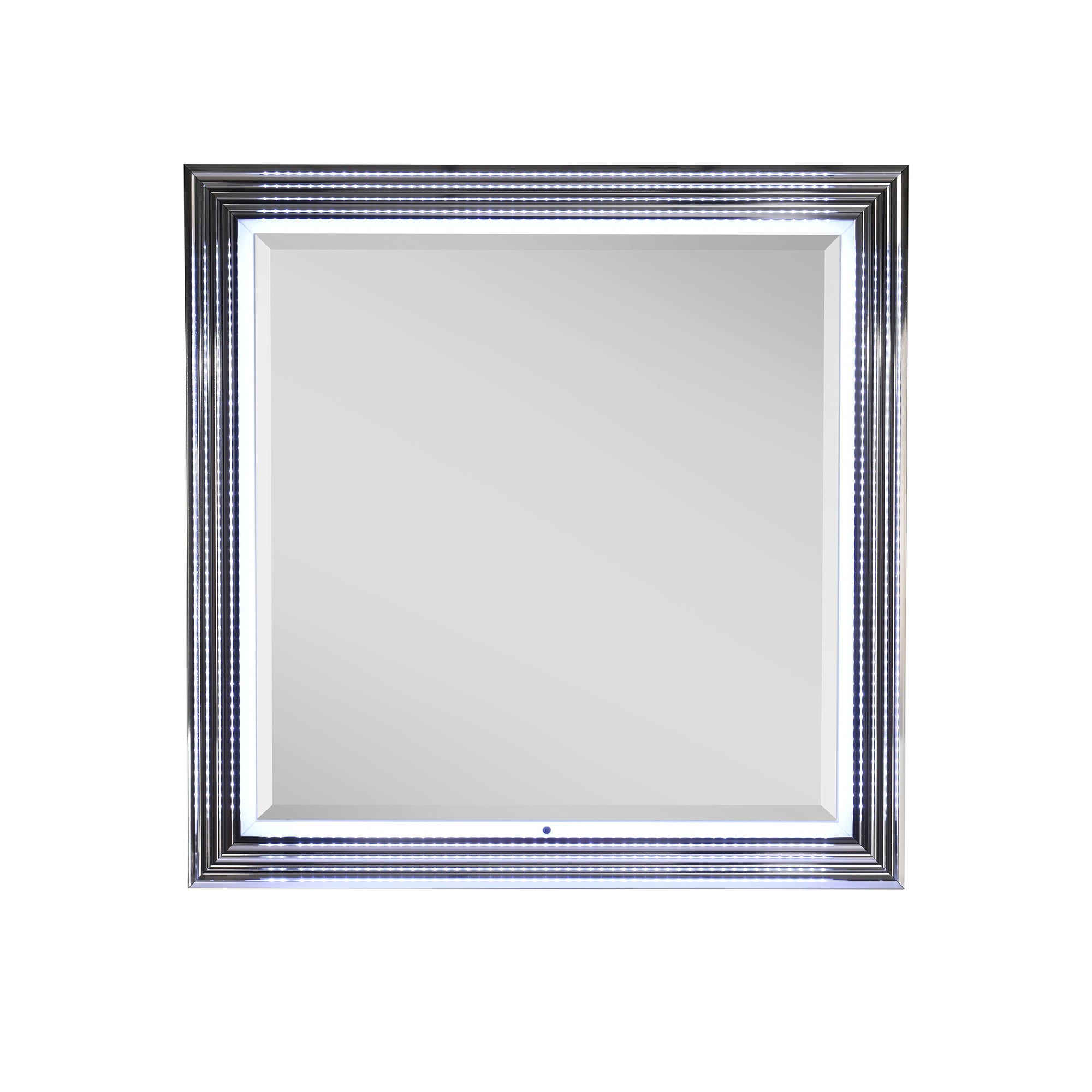 Deco-Modern MOON Smooth White Mirror with LED Lighting and Engineered Wood