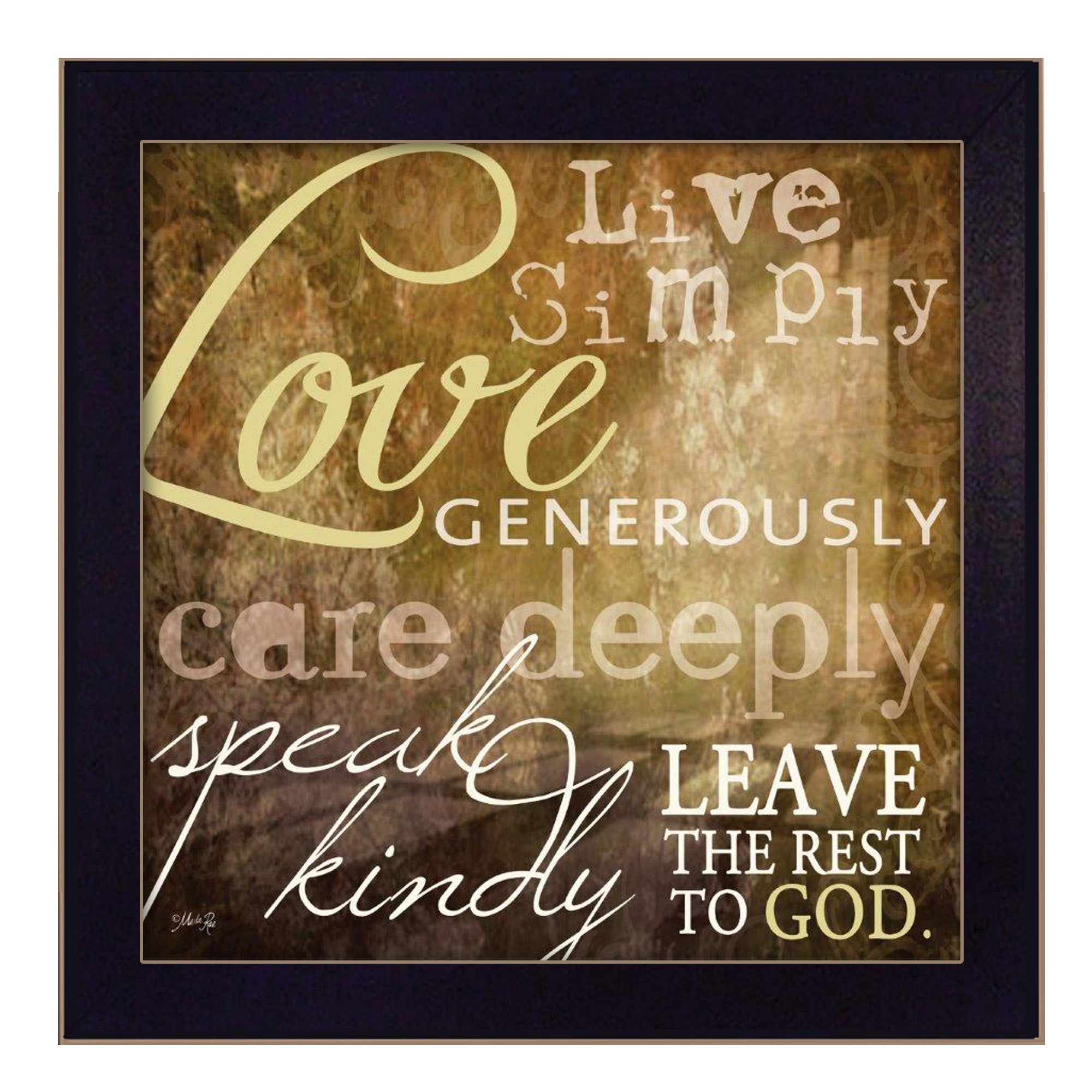 'Live Simply' By Marla Rae, Printed Wall Art, Ready To Hang Framed Poster, Black Frame