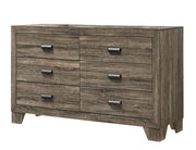 1pc Contemporary 6-Drawer Storage Dresser Metal Hardware Rustic Gray Rustic Finish Wooden Bedroom Furniture