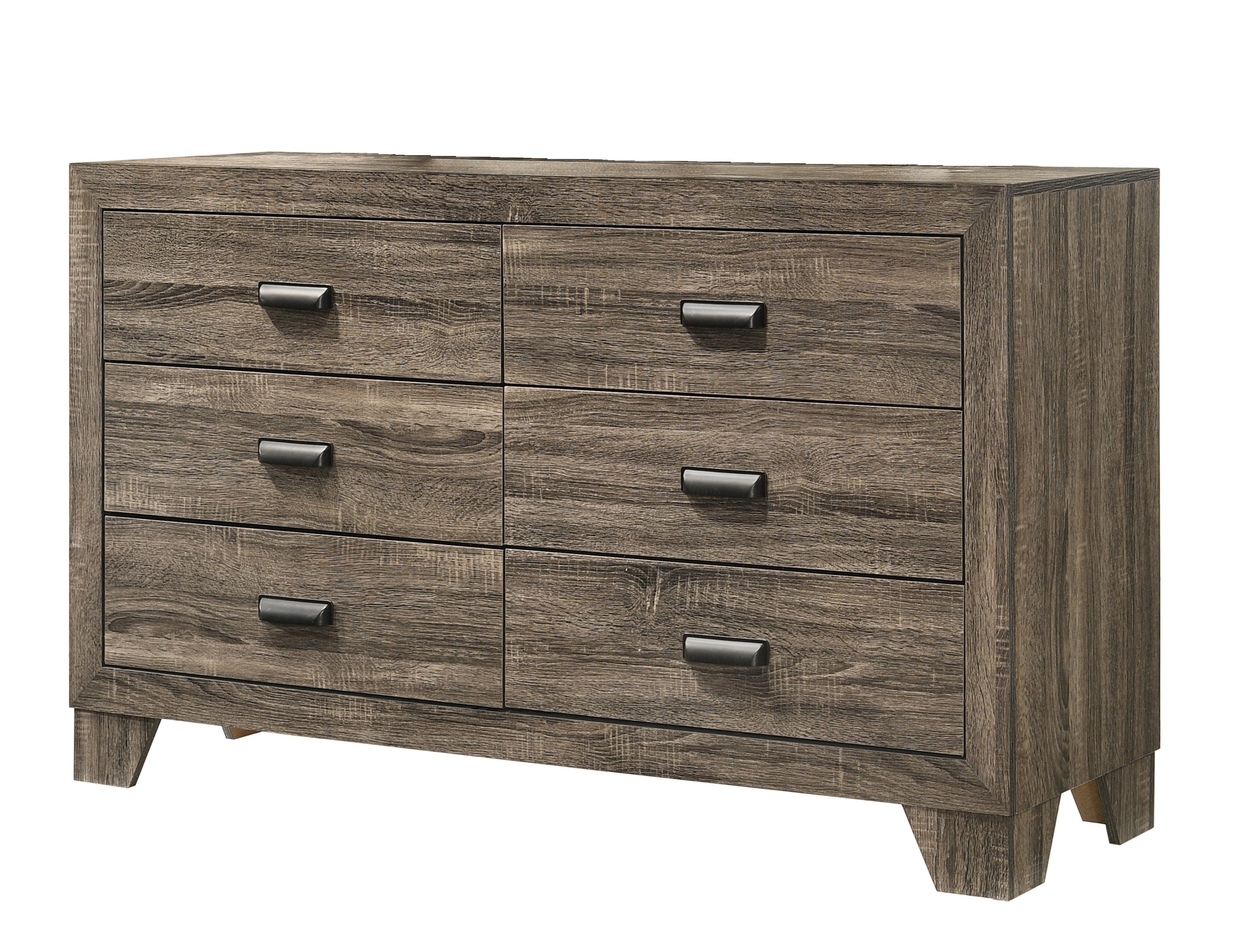 1pc Contemporary 6-Drawer Storage Dresser Metal Hardware Rustic Gray Rustic Finish Wooden Bedroom Furniture