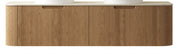 DINA 60'' Wall Mounted Cabinet, with Roman travertine Countertop and 2 Drawers, NO Basin, NO Faucet, Natural Wood