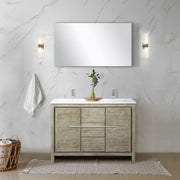 Rustic Acacia Double Bath Vanity 48 in. W x 20 in. D, White Quartz Top and Brushed Nickel Faucet Set