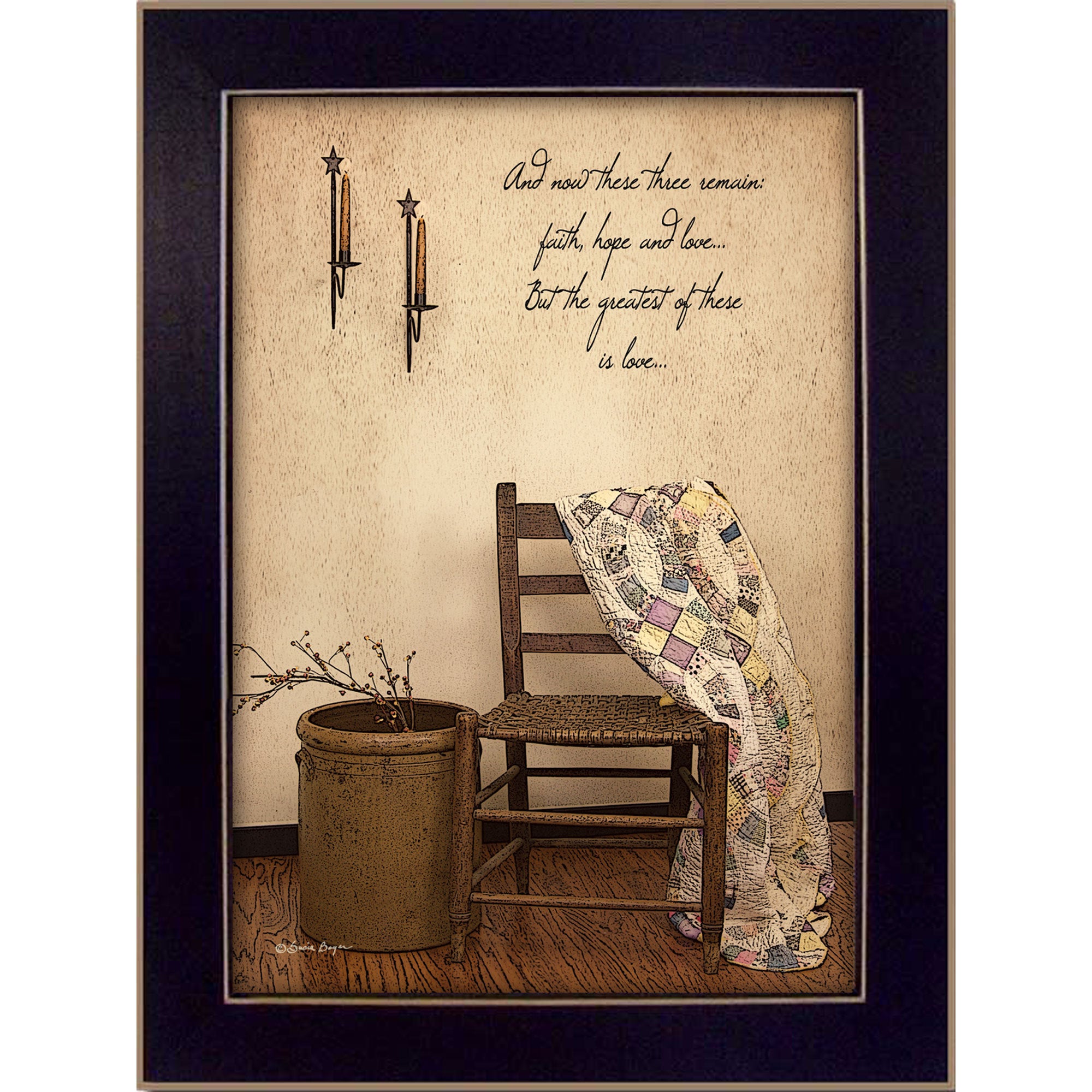'These Three Remain' By Susan Boyer, Printed Wall Art, Ready To Hang Framed Poster, Black Frame
