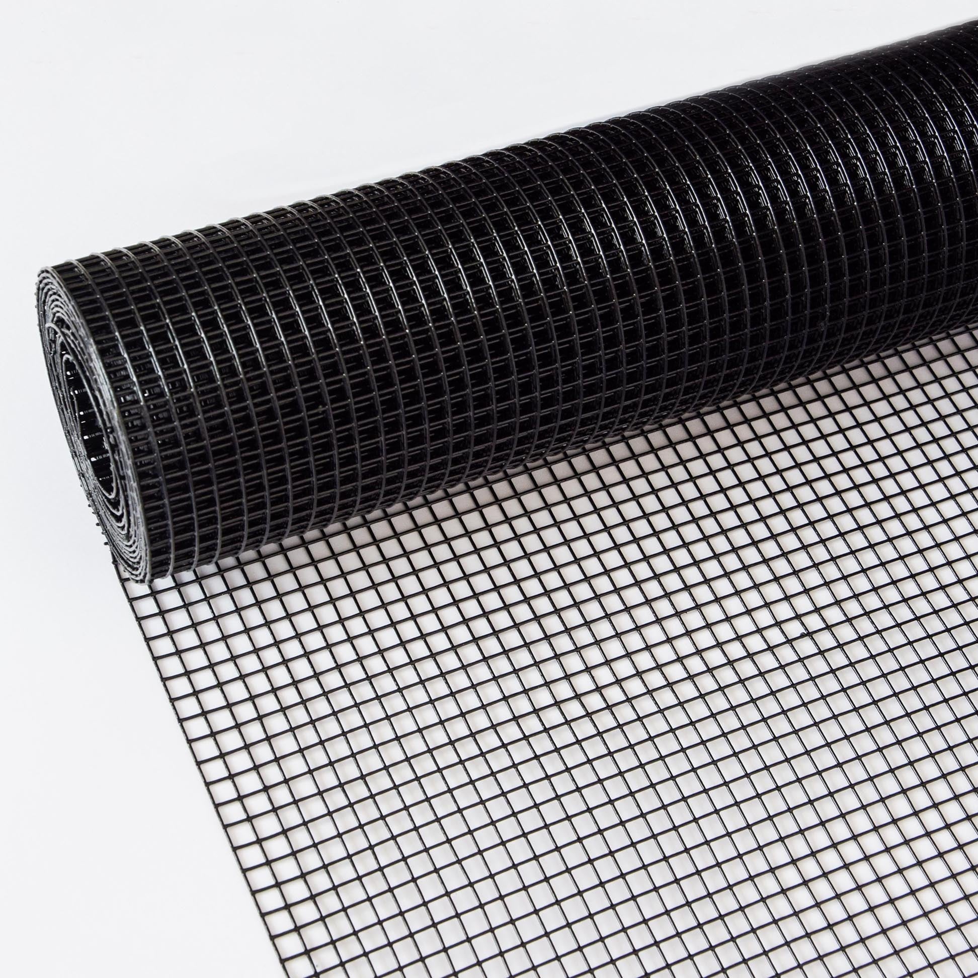 Black Vinyl Coated Hardware Cloth, 21 Gauge, 24 inch x 50 ft, Galvanized Steel, 1/4 inch Mesh for Poultry-Netting and Chicken Coop