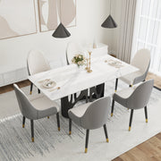 70.86 'Modern Artificial Stone White Panel Black Iron Metal Legs-Can Accommodate 6-8 People