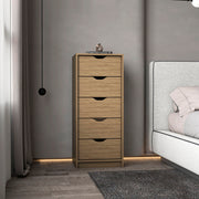 Dresser 42'H, 5 Drawers , Slim Storage Chest of Drawers, Natural Oak