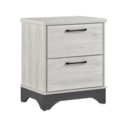 Contemporary Two-Tone White Oak and Gray Finish 2-Drawer Nightstand Bedroom Furniture 1pc